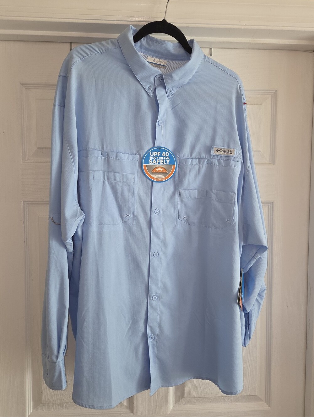NWT Columbia PFG Tamiami II Light Blue Long Sleeve Fishing Shirt XXL